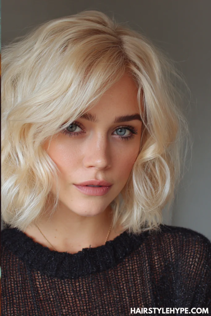 Textured Butter Blonde Bob