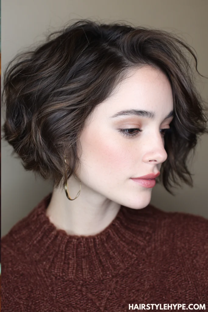 Textured Kitty Cut on Natural Brunette
