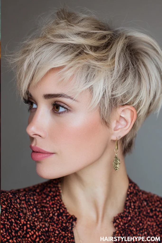 Textured Pixie with Crown Volume