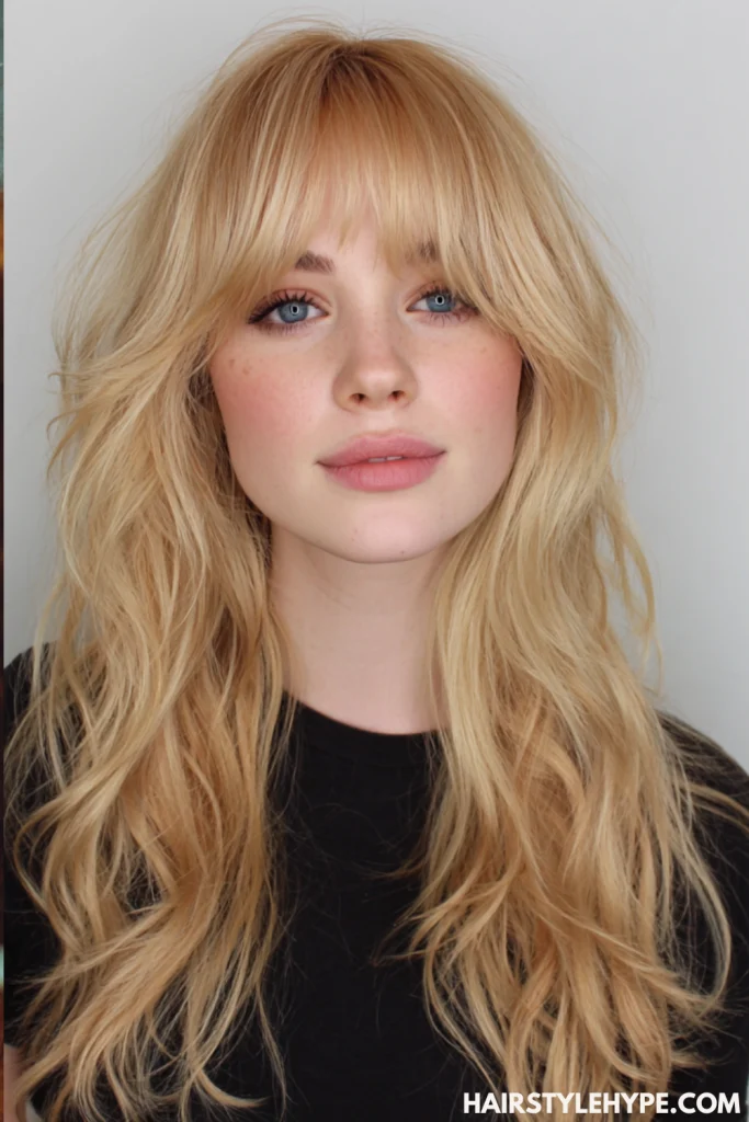 Tousled Butter Blonde Cut with Bangs