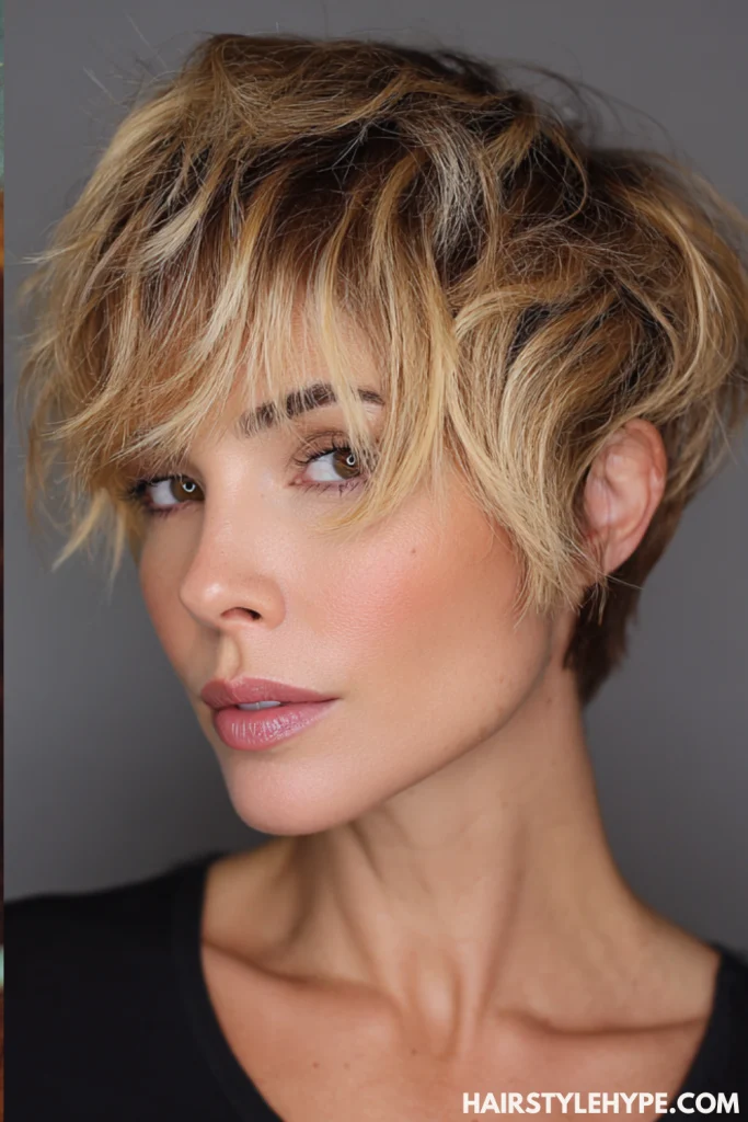 Tousled Honey Blonde Pixie