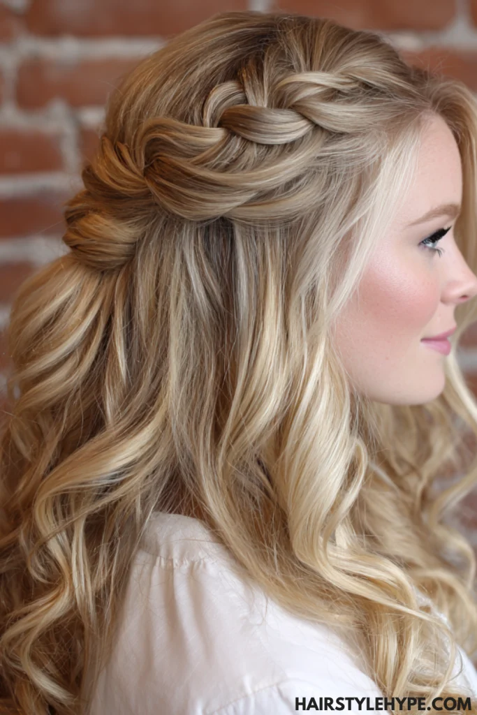 Waterfall Braid with Loose Curls