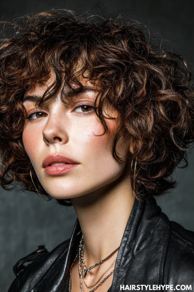 Wet-Look Curly Bob