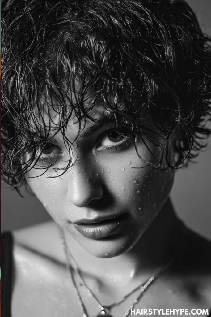 Wet Look Curly Pixie