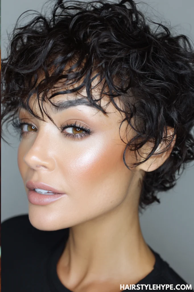Wet Look Curly Pixie