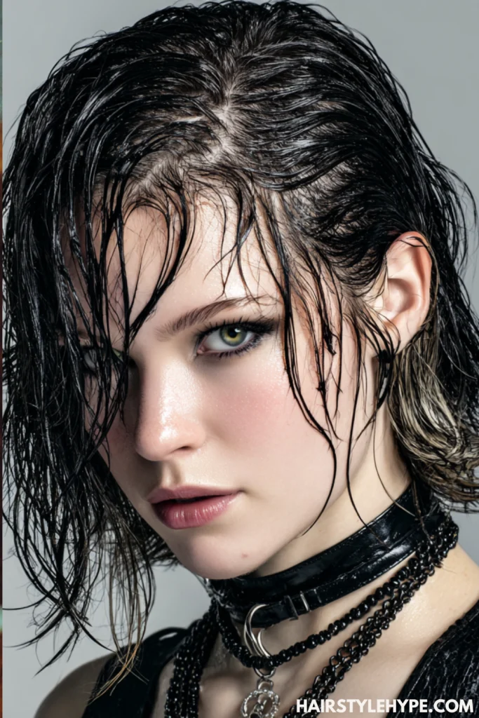 Wet-Look Kitty Cut