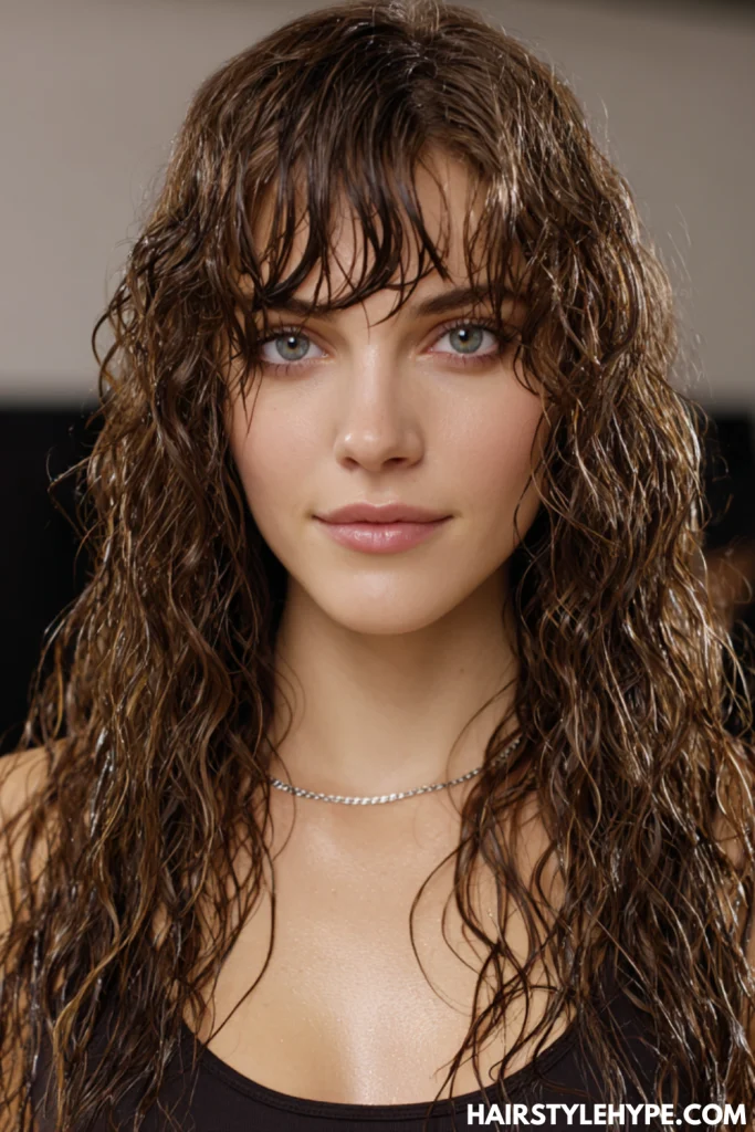 Wet-Look Long Curls