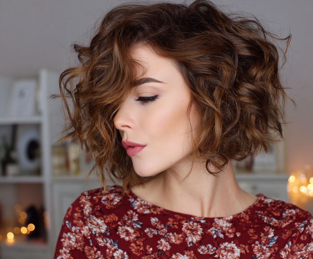 Asymmetrical Curly Bob