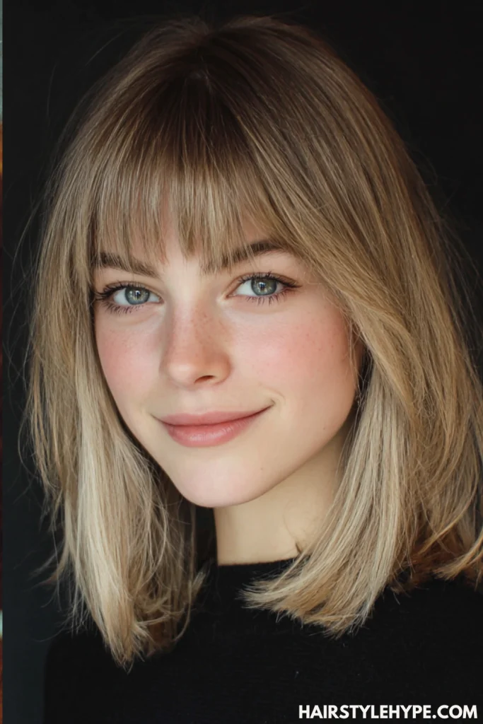 7. Kitty Cut with Curtain Bangs