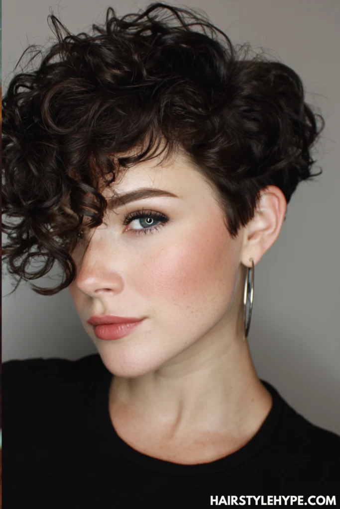 Asymmetrical Curly Pixie

