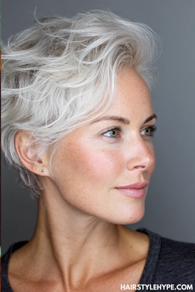Blonde Pixie on Naturally Gray Hair