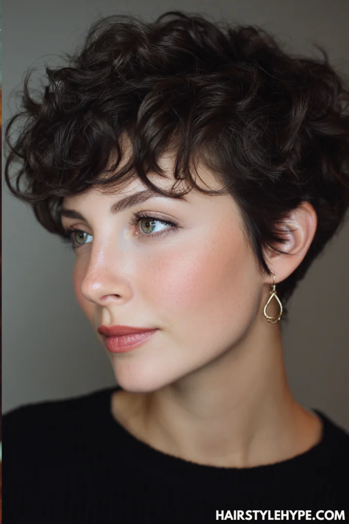 Classic Curly Pixie with Soft Bangs