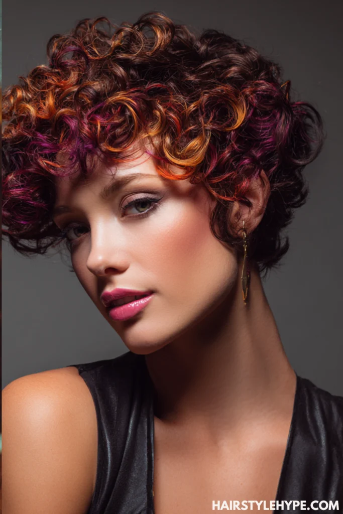 Curly Pixie with Color Accents