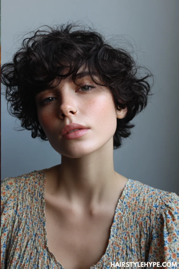  Curly Pixie with Curtain Bangs