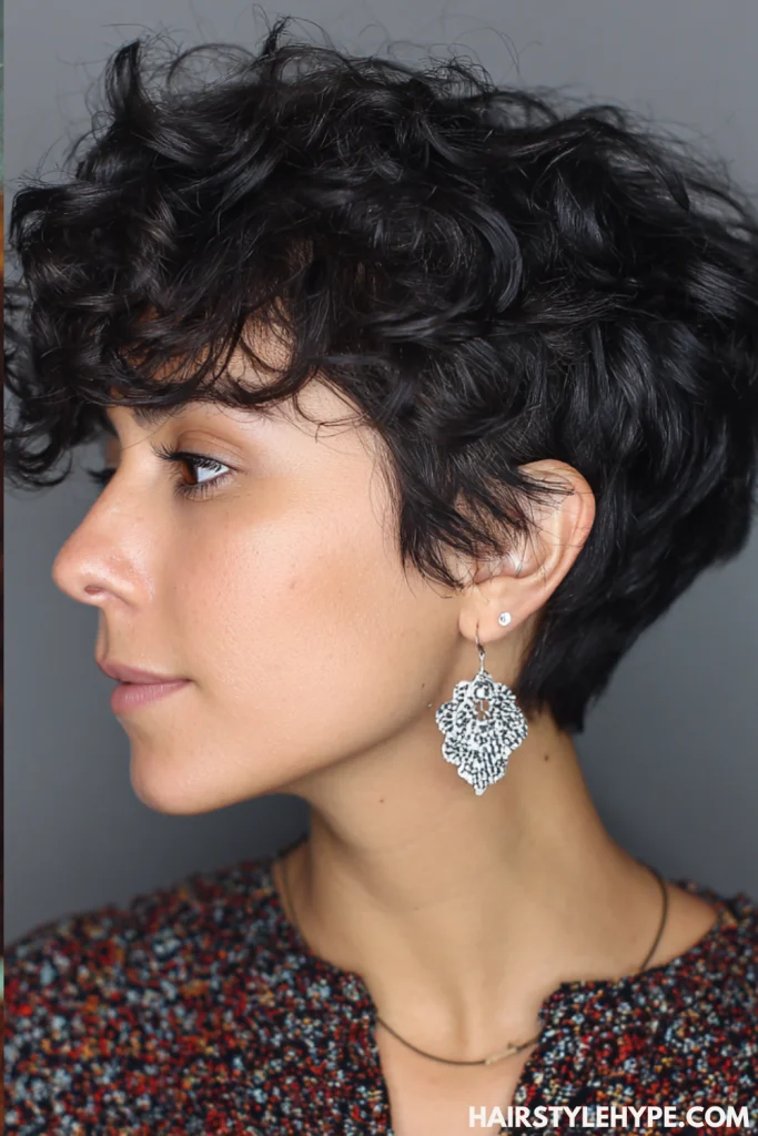 Curly Pixie with Face-Framing Layers