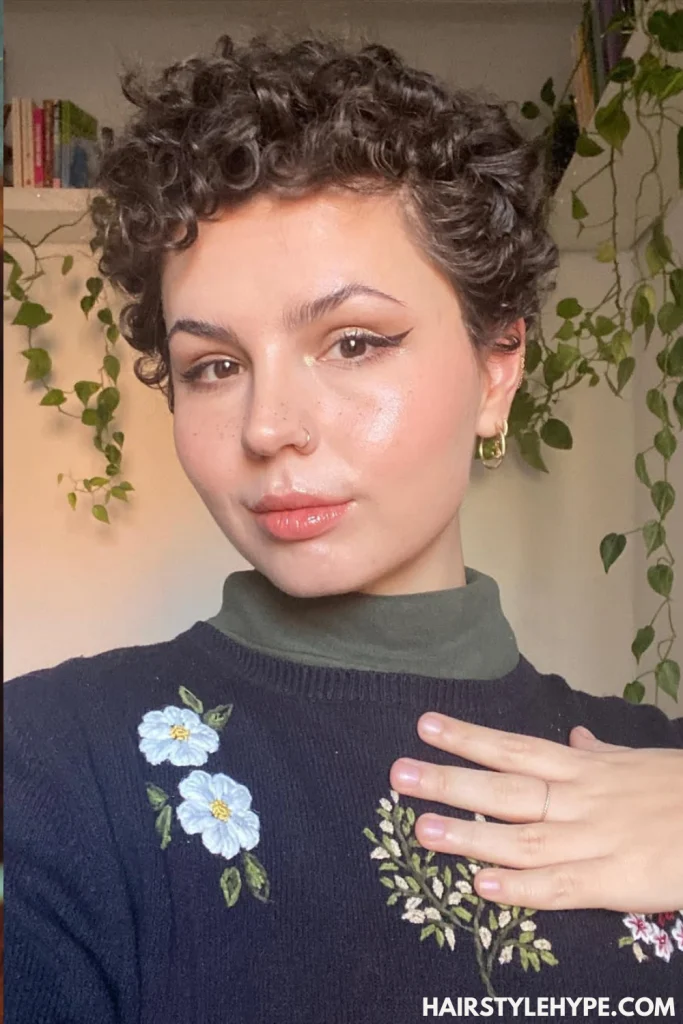 Curly Pixie with Tapered Sides