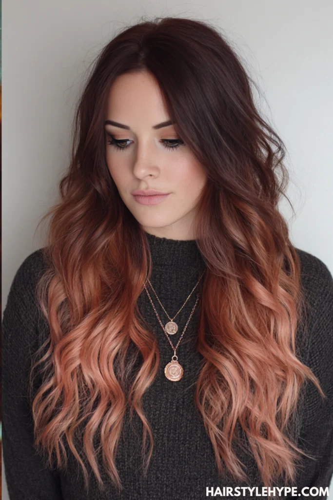 Dark Brown to Rose Gold Ombre