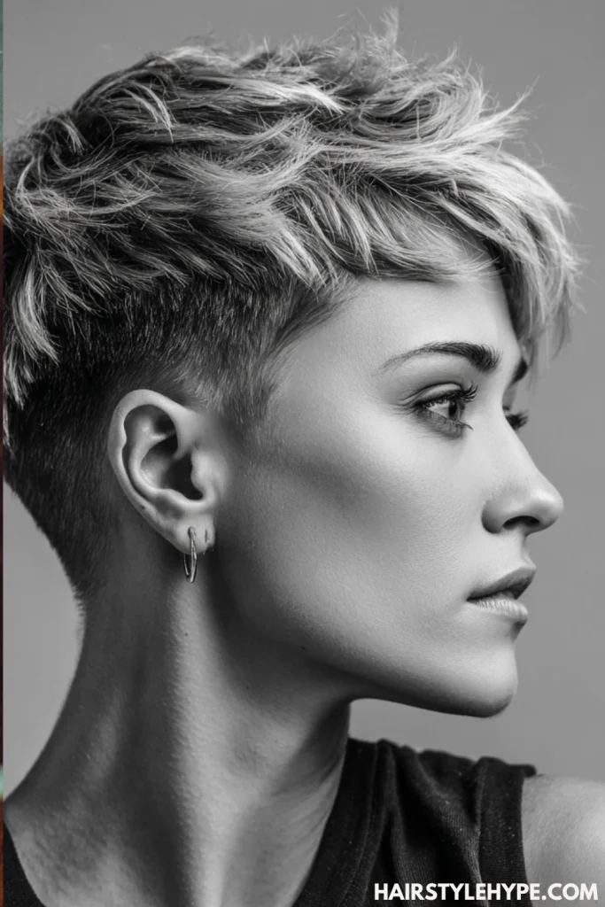 Edgy Pixie with Temple Fade

