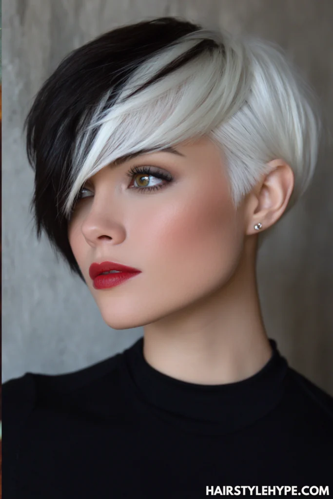 Kitty Cut with Side Part and Gloss Finish