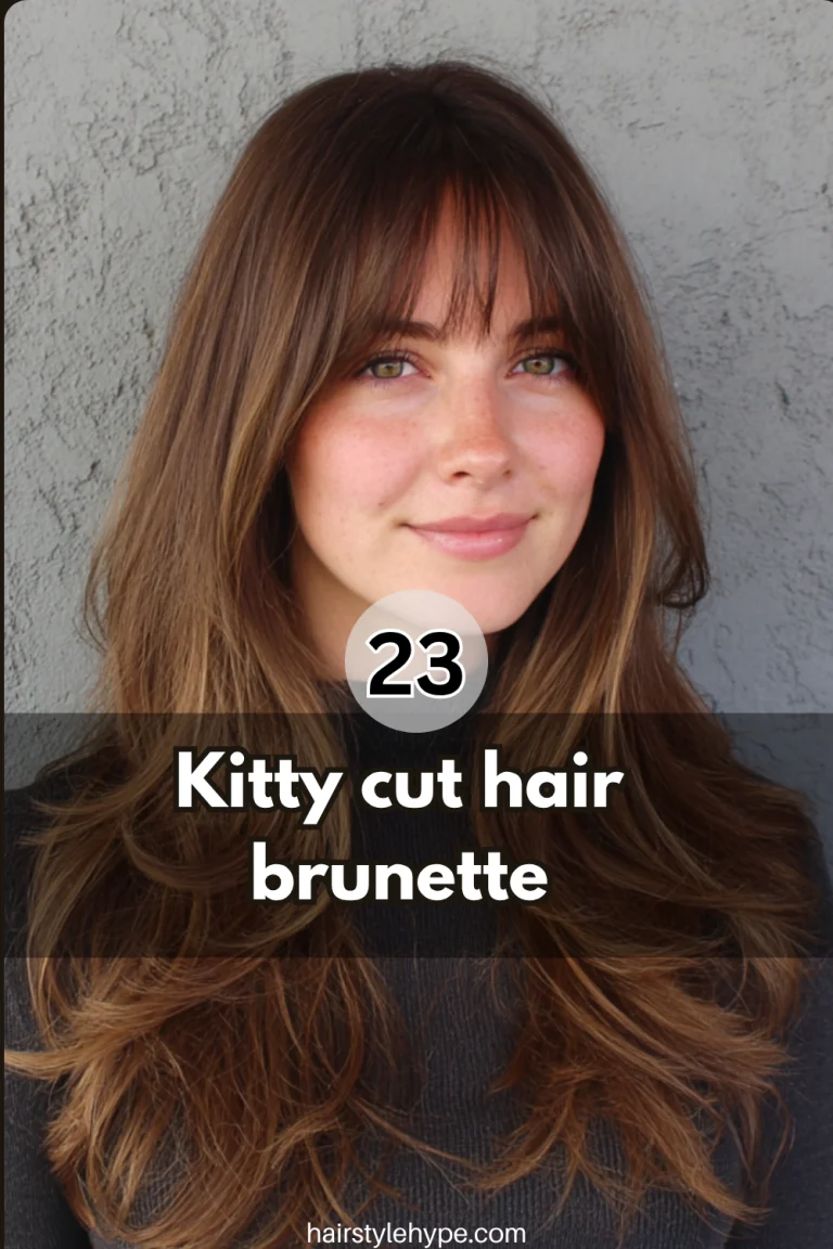 Kitty cut hair brunette