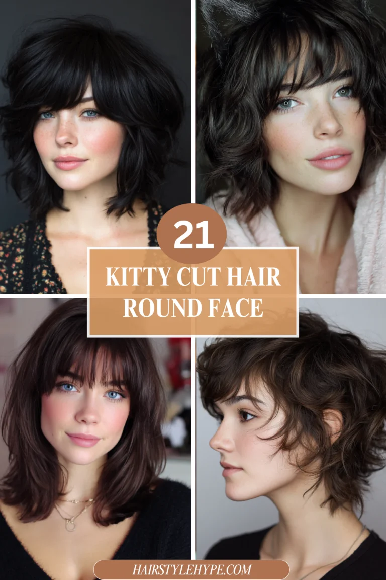 Kitty cut hair round face