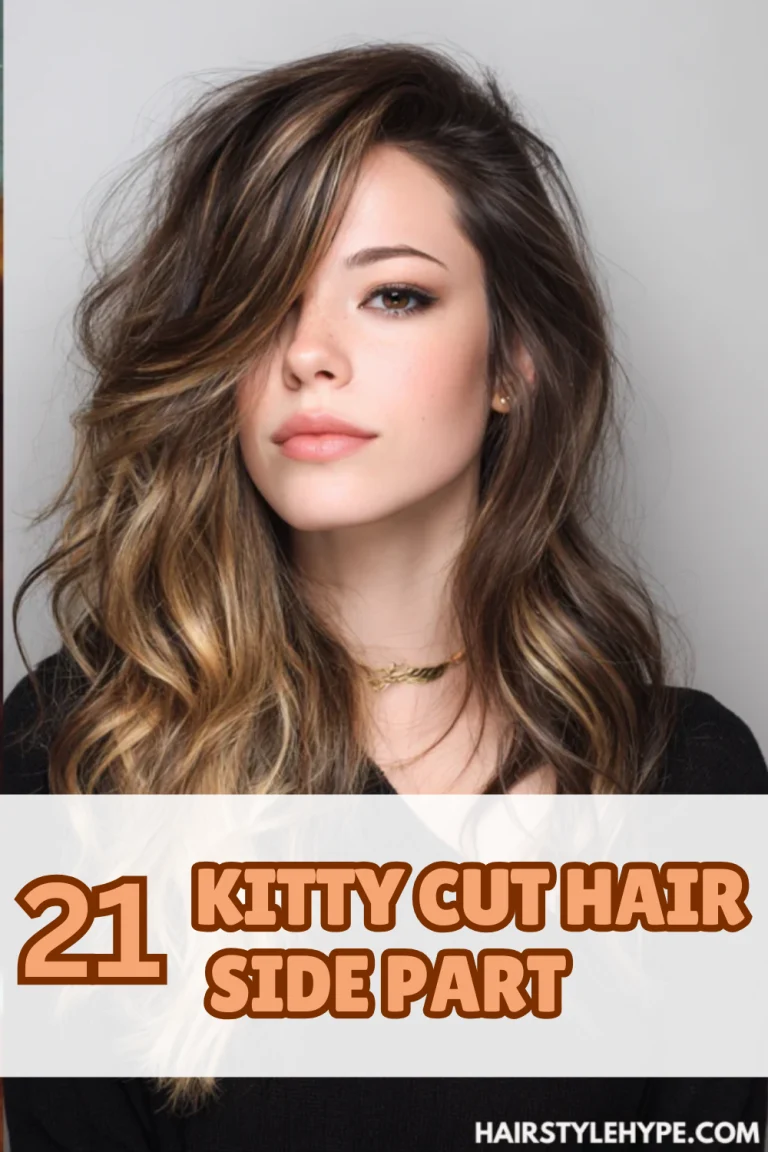 Kitty cut hair side part