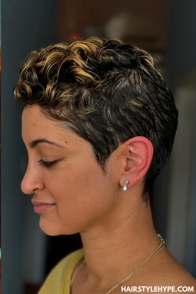  Pixie Cut with Defined Curls