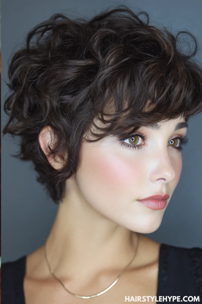  Pixie Cut with Wispy Curly Bangs