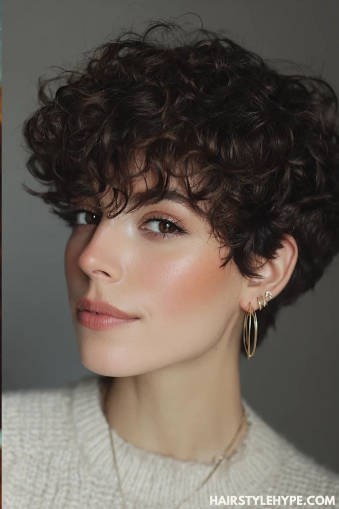  Shaggy Curly Pixie with Textured Bangs