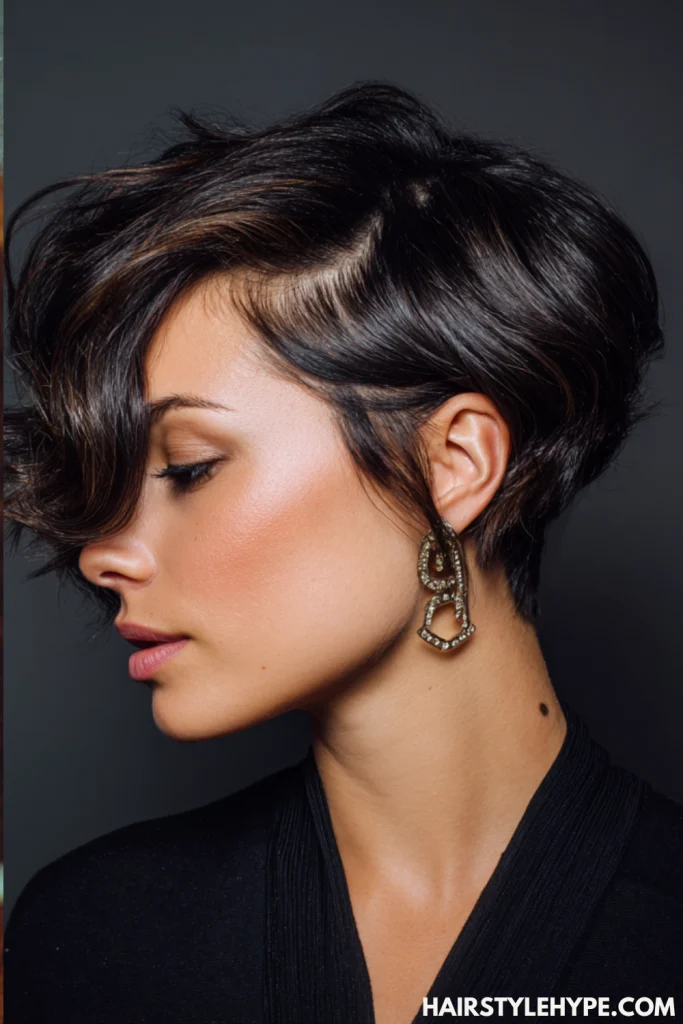 Side-Part Kitty Cut with Volume Crown