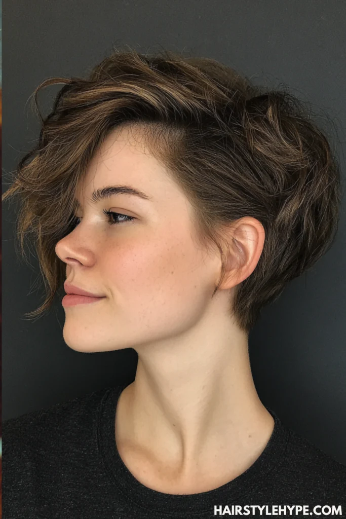 Side-Part Kitty Cut with Volume Crown