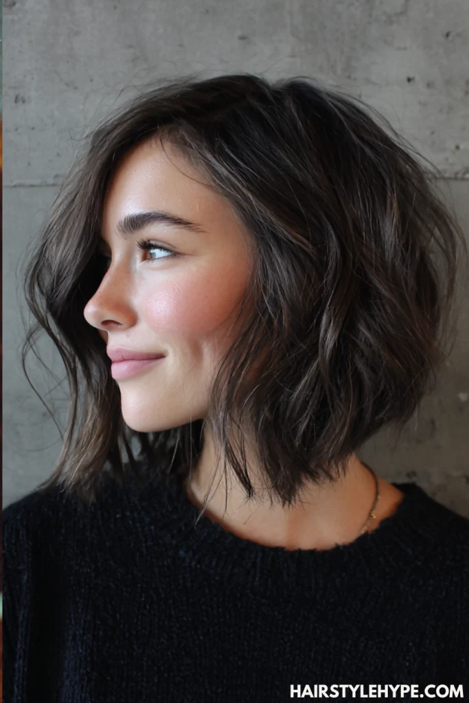 Side-Parted Kitty Cut Lob