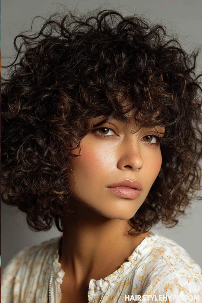 Side-Swept Curly Bangs