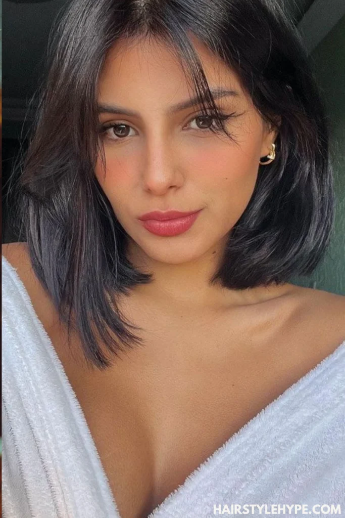 Sleek Middle Part Bob with Curtain Bangs