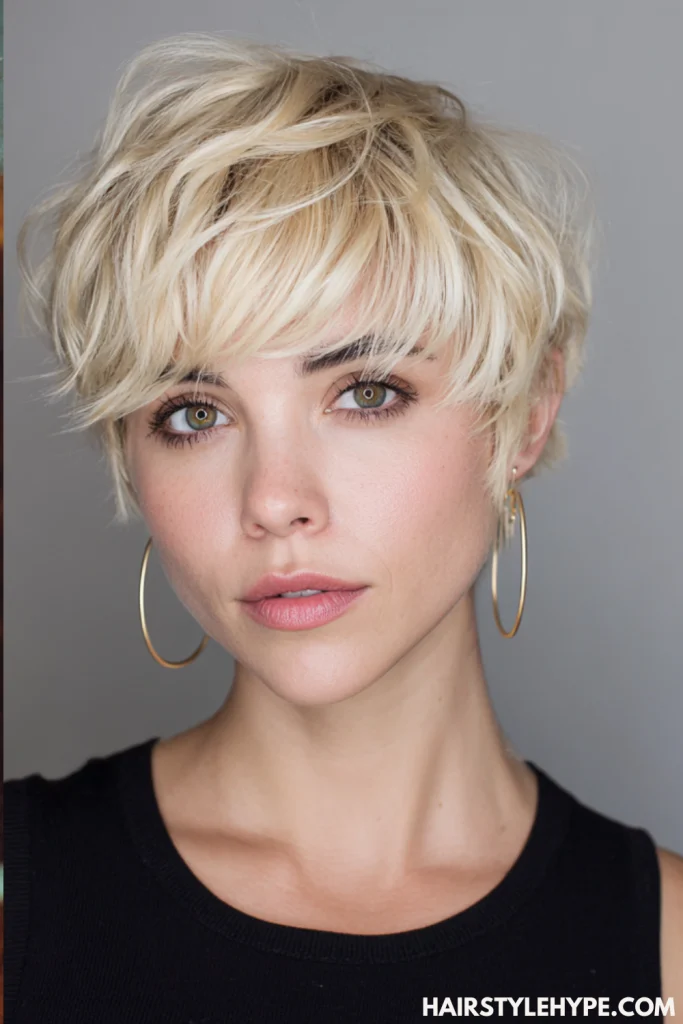 Soft Blonde Pixie with Baby Bangs