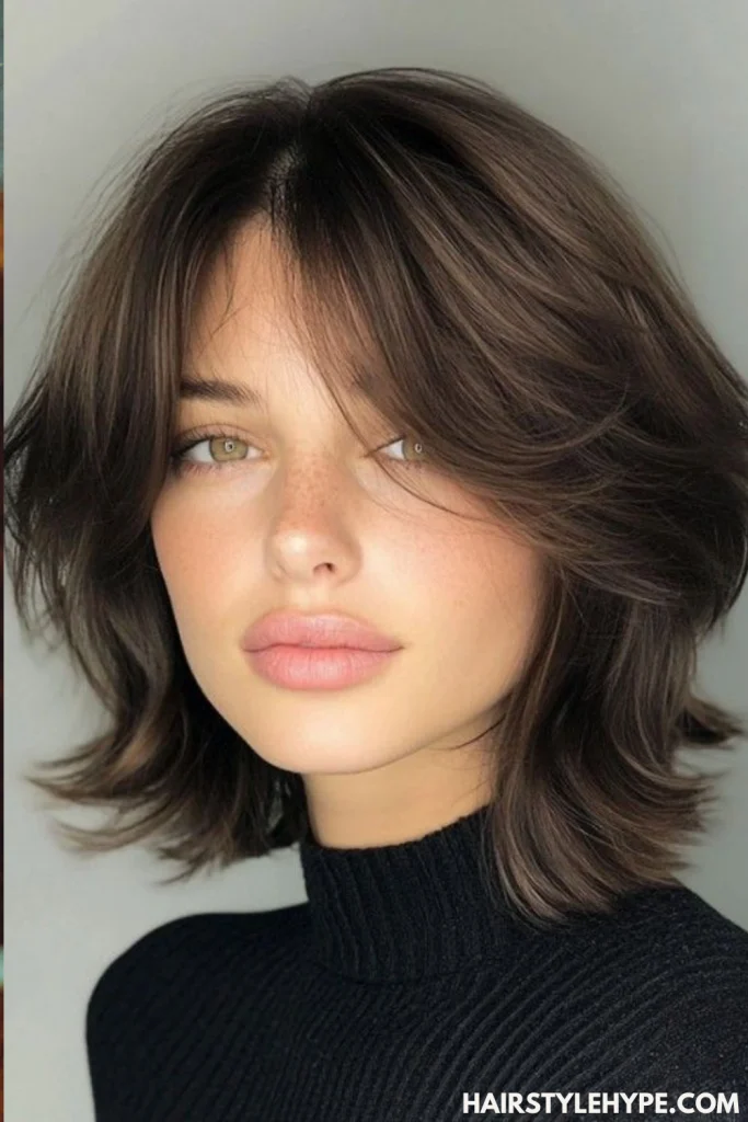  Soft Layered Bob with Curtain Bangs