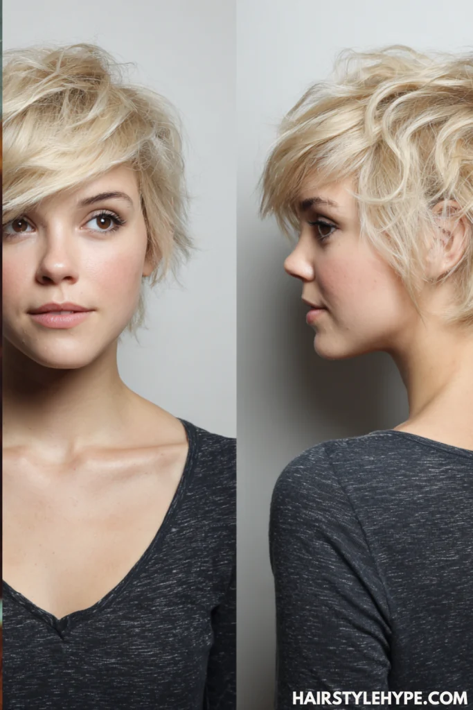  Blonde Kitty Cut with Soft Bangs