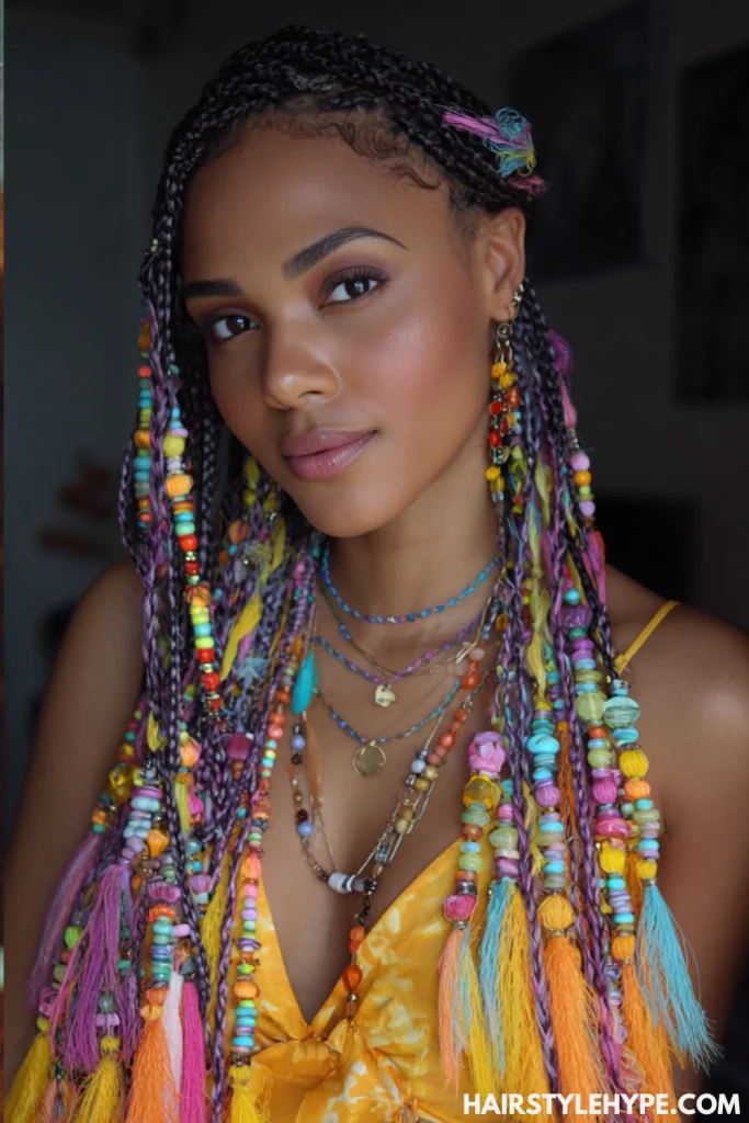 Box Braids with Beads
