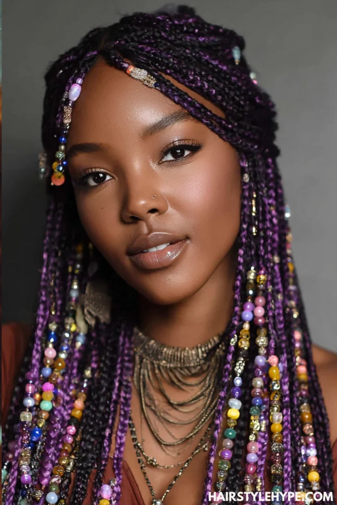 Box Braids with Beads