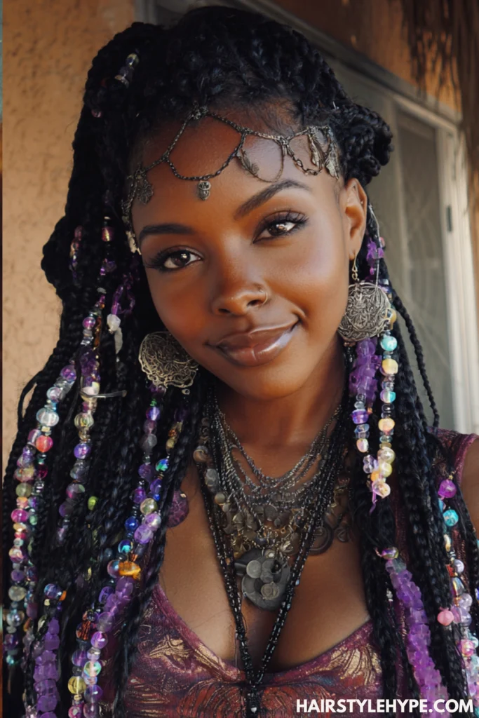 Box Braids with Beads