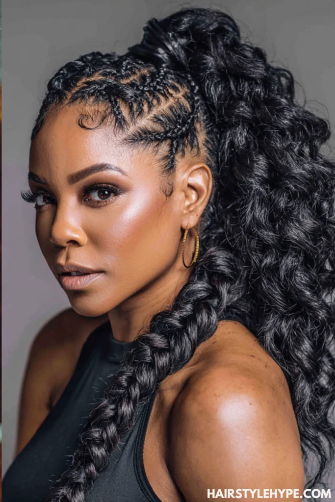Braided Ponytail with Weave