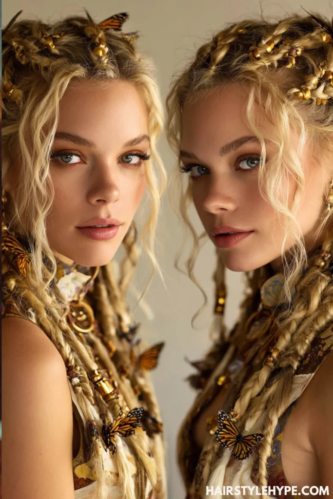  Braids with Butterfly Clips