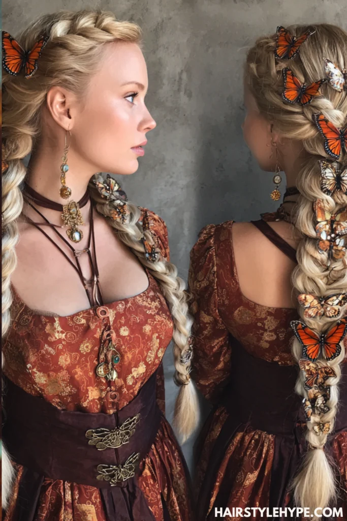  Butterfly Clips on Dutch Braids