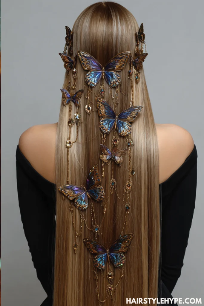 Butterfly Clips on Long Hair