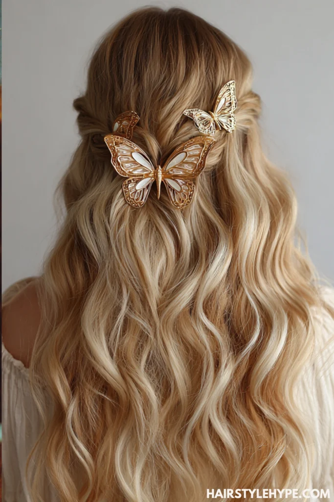  Butterfly Clips on Loose Waves