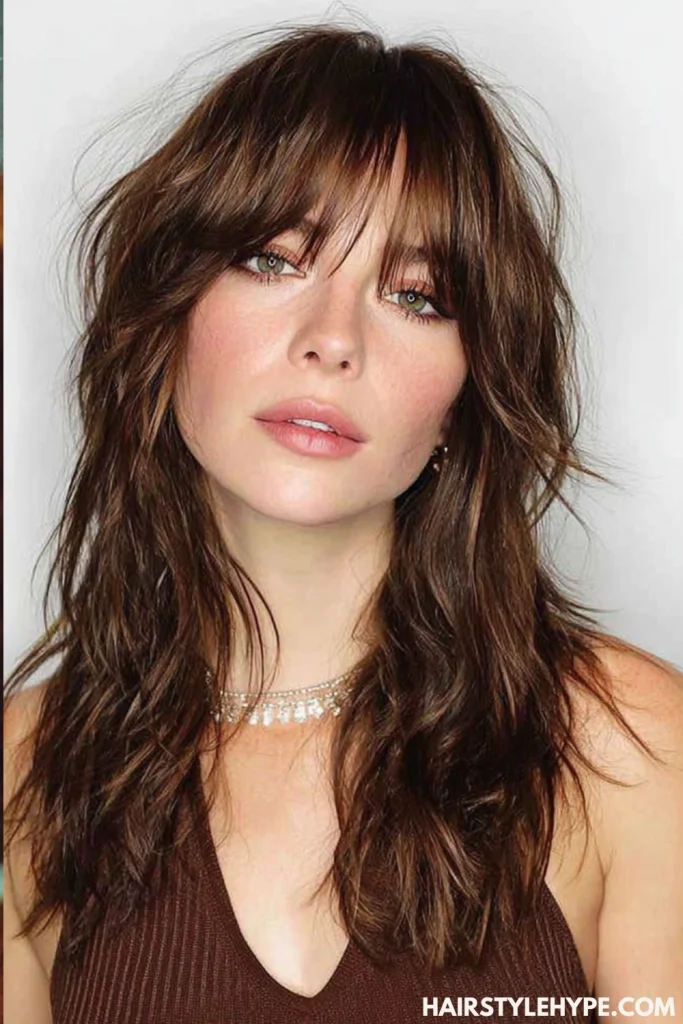 Choppy Shag with Side-Swept Bangs