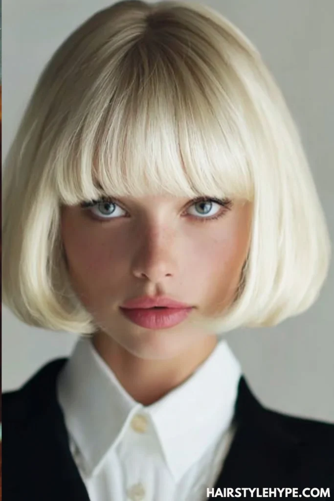 Classic Old Money Bob with Full Bangs