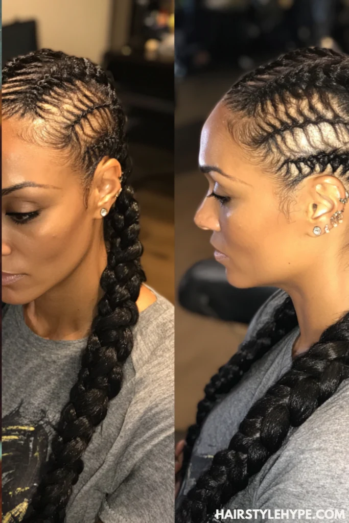 Cornrows with Zig-Zag Parts