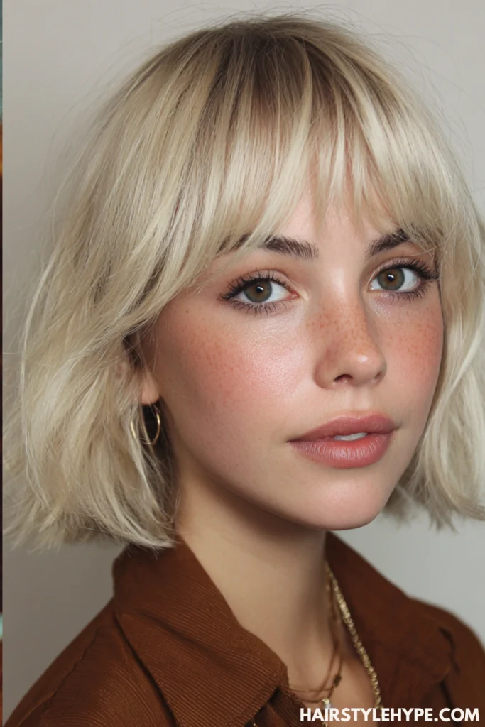 Curtain Bangs with an Old Money Bob
