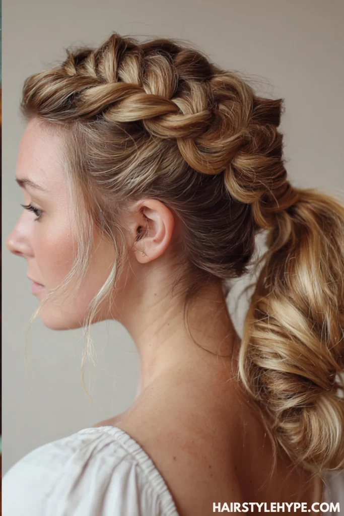 French Braid into Ponytail